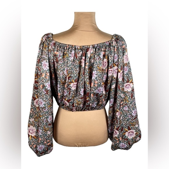 WILLOW & ROOT Floral Off The Shoulder‎ Top NWT XS - Picture 4 of 9